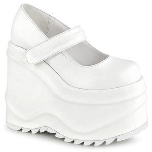 Demonia White Vegan Mary Jane Platform Shoe